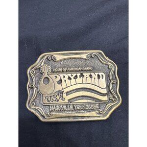 Vintage Opryland USA Brass Belt Buckle Nashville Tennessee